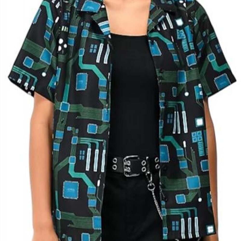 Vitriol Ziggy Circuit Board Short Sleeve Button Up Shirt